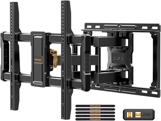 Perlegear UL-Listed Full Motion TV Wall Mount - Tool-Free Tilt & Swivel