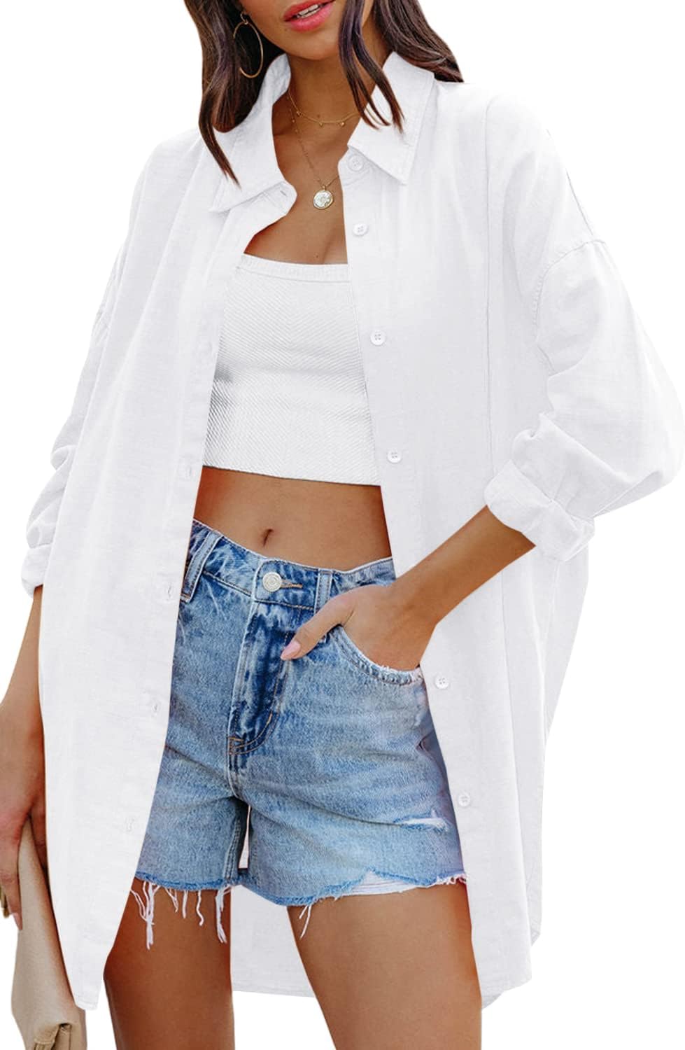 FSHAOES Womens Oversized Button Down Shirts for Every Occasion