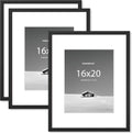 16x20 inch Picture Frame with 11x14 Removable Mat - Lightweight Black