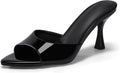 Coutgo Womens Heeled Mules Pointed Peep Toe - Chic Low Heel
