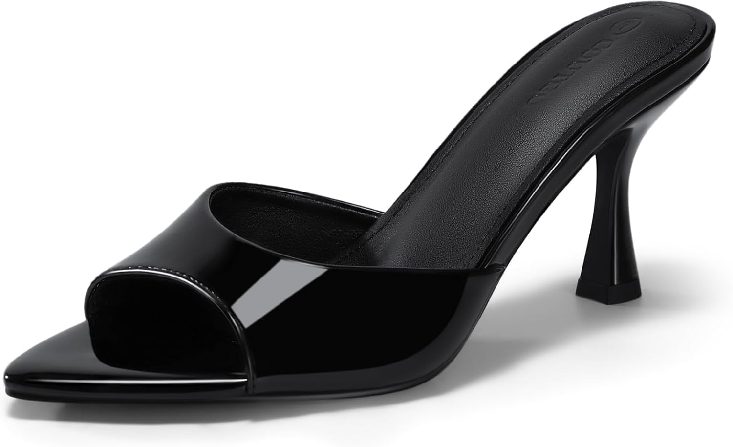 Coutgo Womens Heeled Mules Pointed Peep Toe High Heels