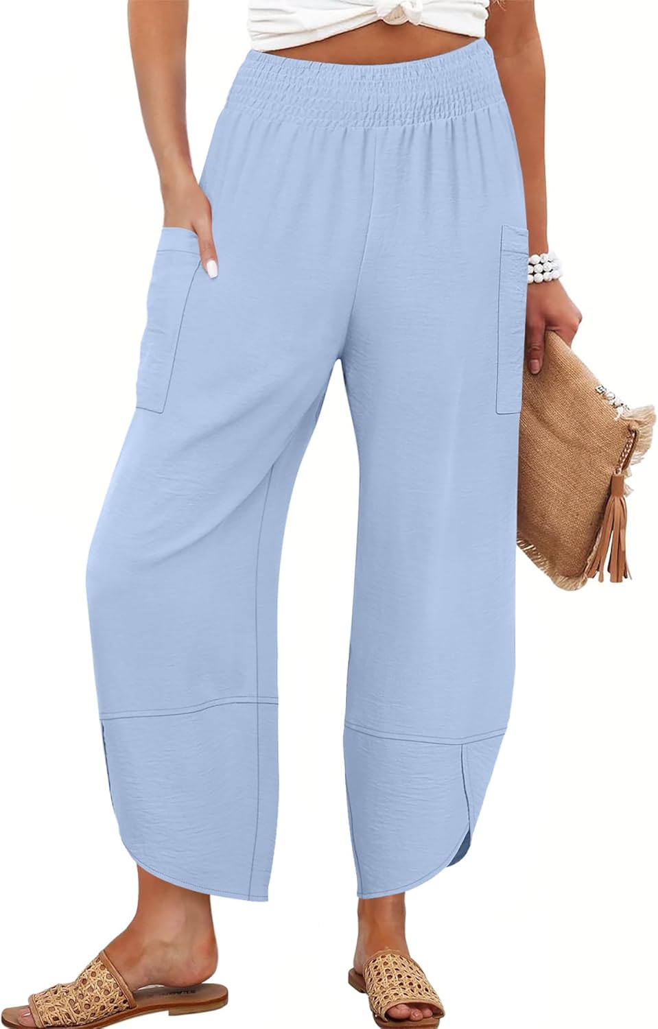 Womens Wide Leg Palazzo Capri Pants for Summer Casual Style