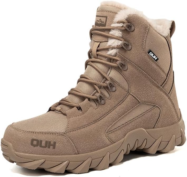 QUH Winter Snow Boots Waterproof Military Training Warm Boots