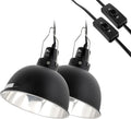 2 Pack Reptile Light Fixture 8.5in Deep Dome - Dual Heat & UVB Lamps