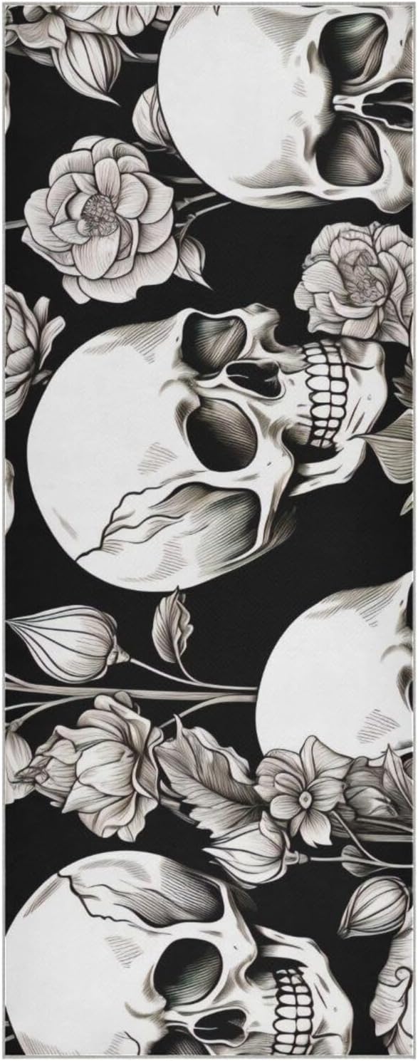 Skull Rose Yoga Towel Mat: Non-Slip Sweat Absorbent for Hot Yoga!