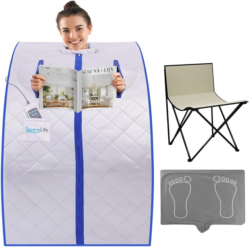 SereneLife Portable Sauna Box for Home with Heated Foot Pad