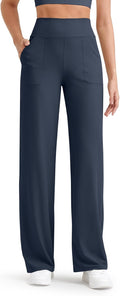 Breathable Ribbed Wide Leg Pants with Pockets - Lightweight Comfort