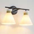 Mid Century Bathroom Vanity Light - Elegant Black and Gold 2-Light