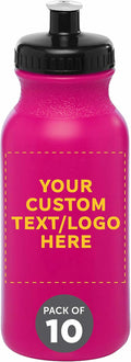 Set of 10 Custom 20 oz. Water Bottles with Push Cap for Events
