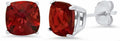 925 Sterling Silver Cushion Cut Garnet Stud Earrings for Women