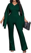 sexycherry Formal Jumpsuit for Women - Elegant V-Neck Cape Jumpsuit