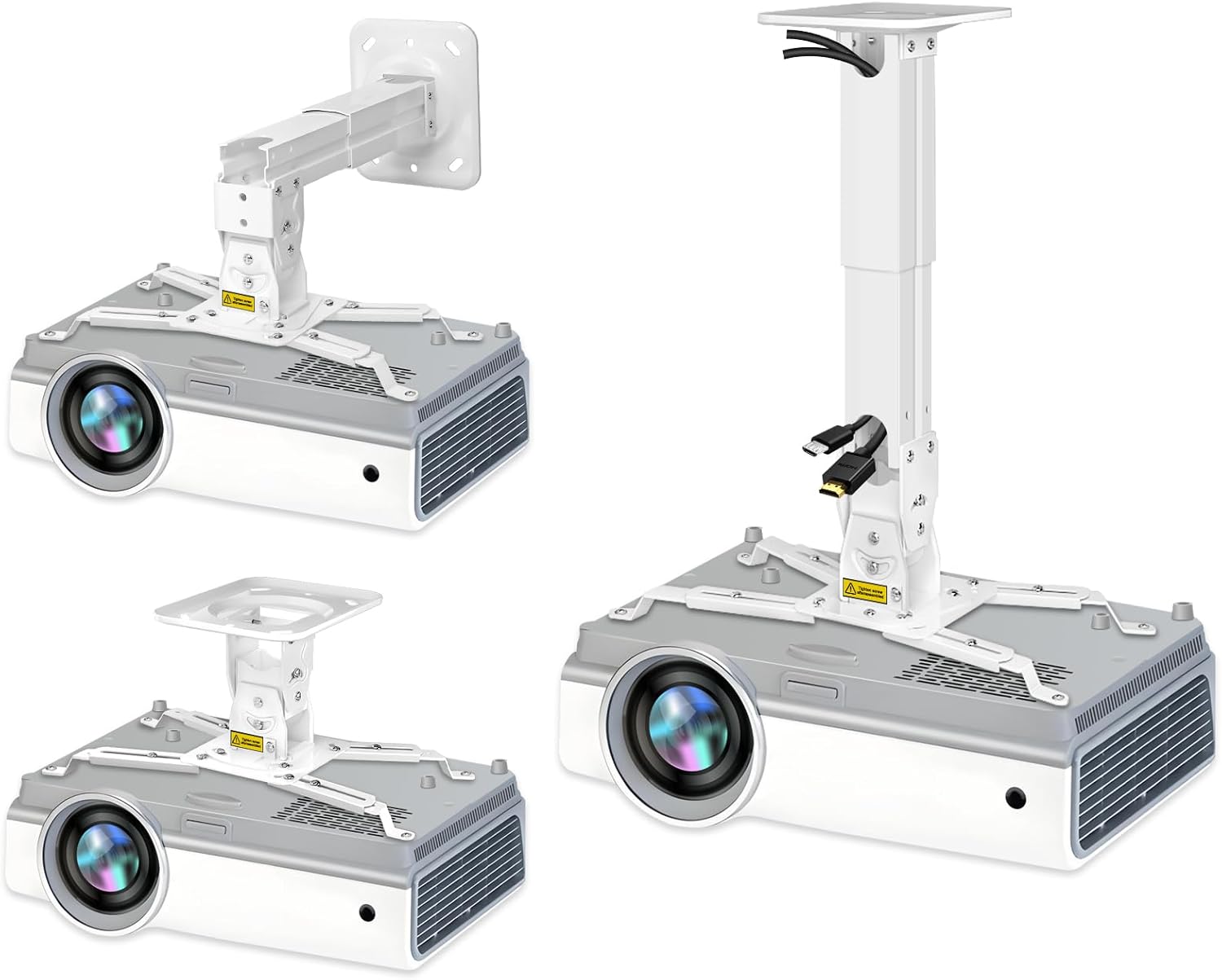 2-Be-Best Heavy-Duty Projector Mount | Max Load 45lbs | Angle Adjustable | Strong White