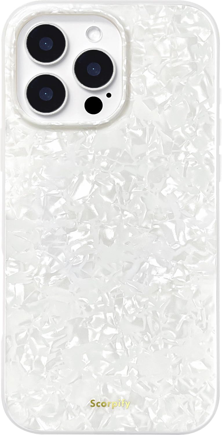 SCORPIFY iPhone 16 Pro Case with White Pearl Design for All