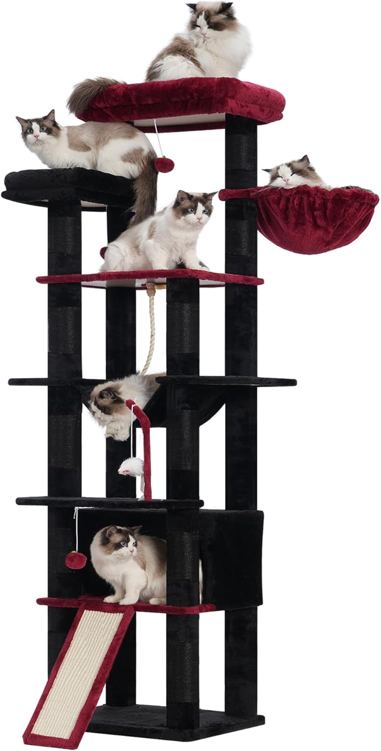 Heybly Tall Cat Tree: 78-inch Multi-Level Cat Tower for Cats