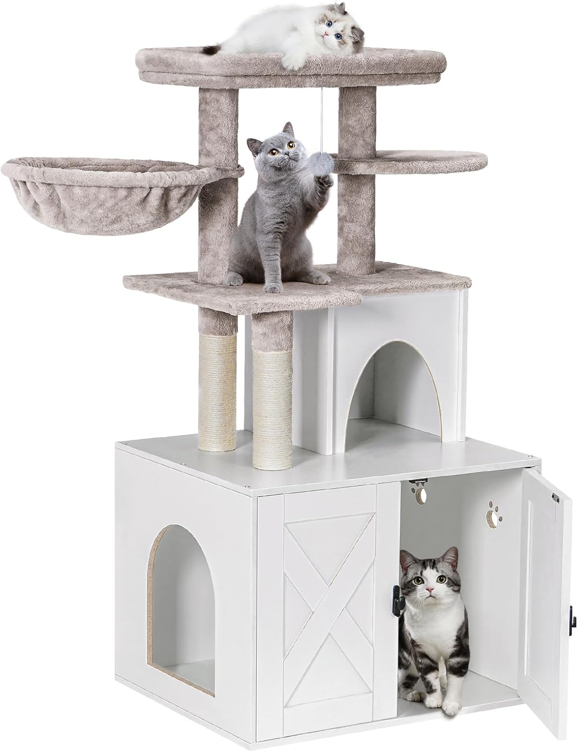 Snughome Cat Litter Box Enclosure with Cat Tree and Condo
