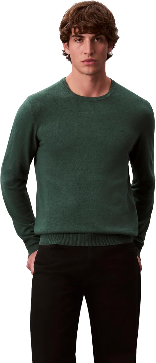 Calvin Klein Mens Wool Blend Crewneck Sweater for All Seasons