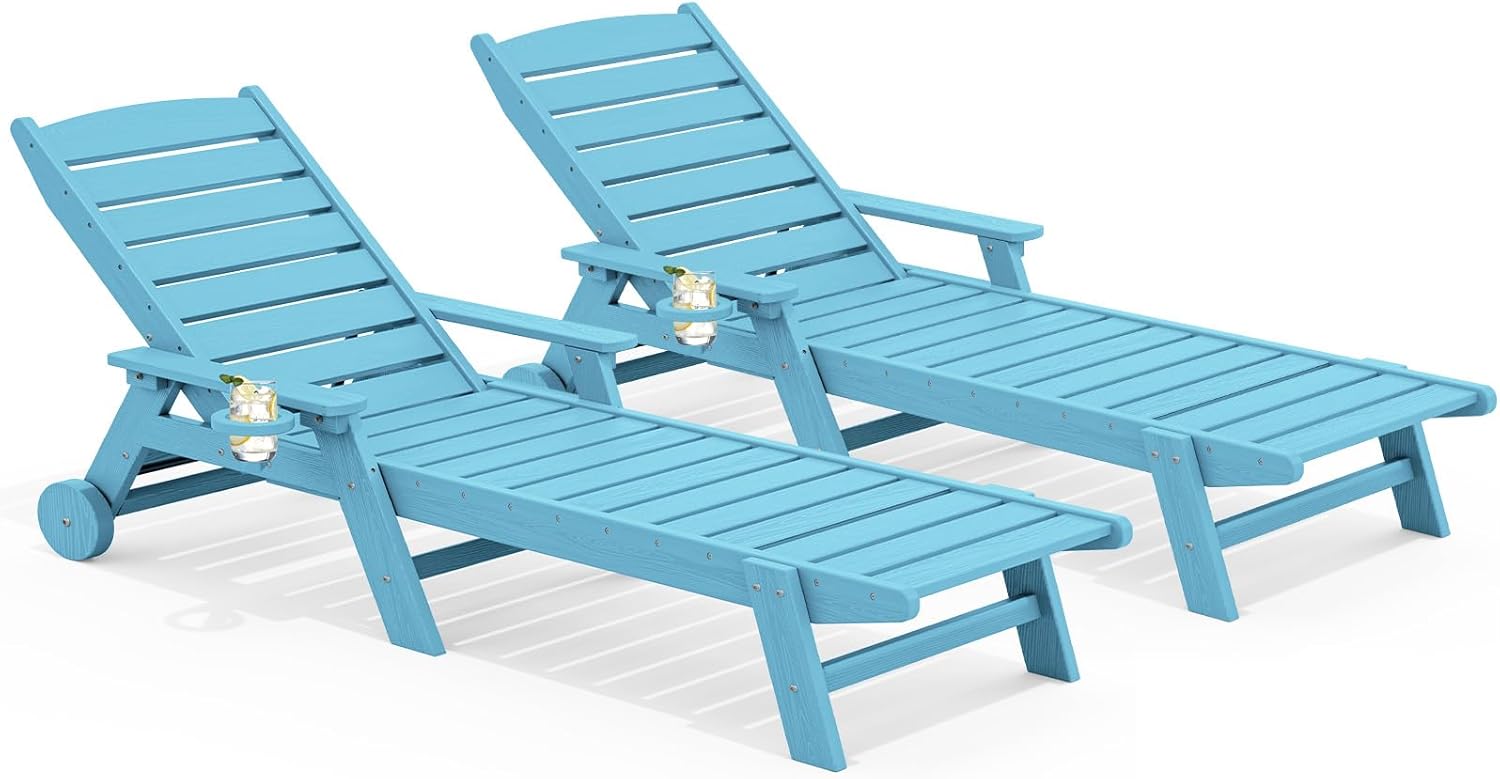 SERWALL Patio Chaise Lounge Chair Set of 2 for Ultimate Relaxation