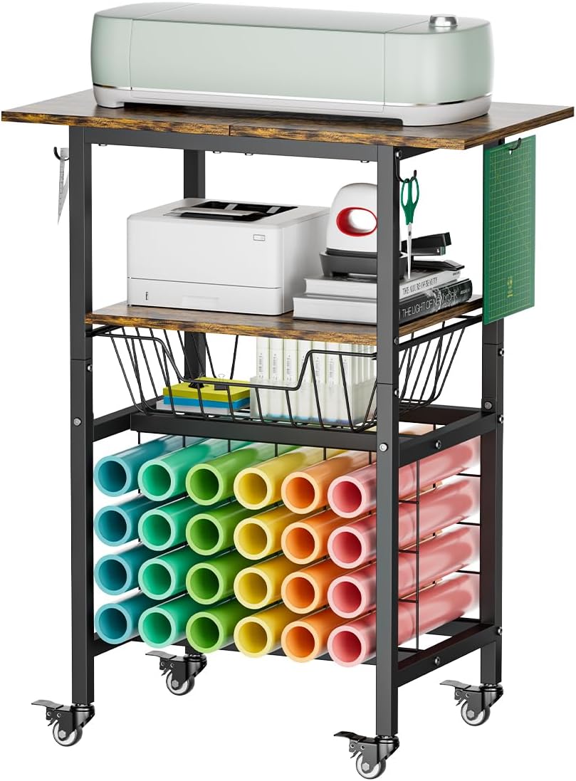 Queension Craft Cart with Wheels for Cricut Machines and Storage