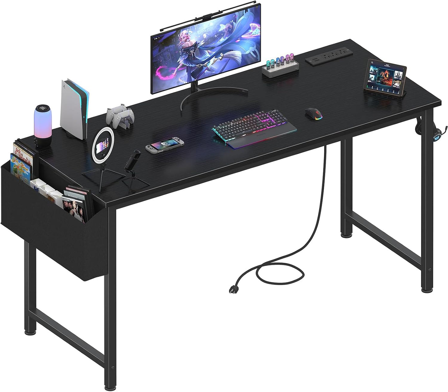 55" Gaming Desk with Built-In Outlet