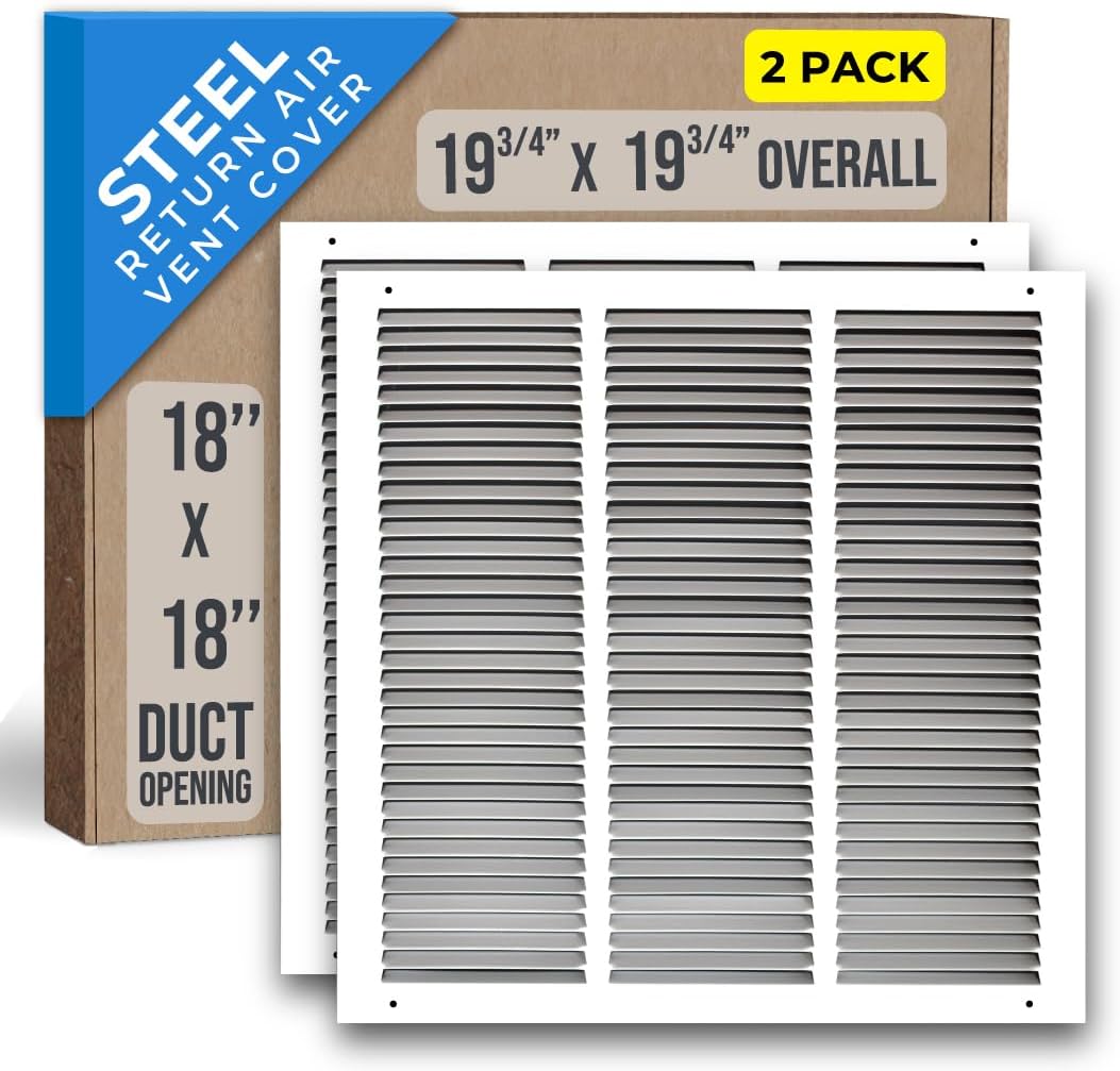 Steel Return Air Grille for 18x18 Duct Opening - 2 Pack