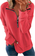 Womens Fall Winter Quarter Zip Pullover Sweatshirt - Cozy Everyday