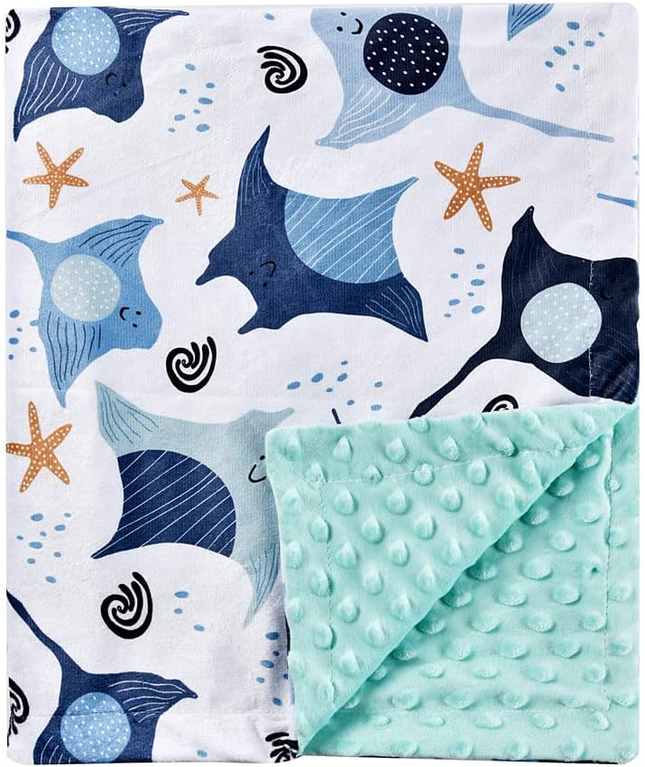 Ultra-Soft Blue Fish Baby Blanket - Perfect for Nursery & Stroller!