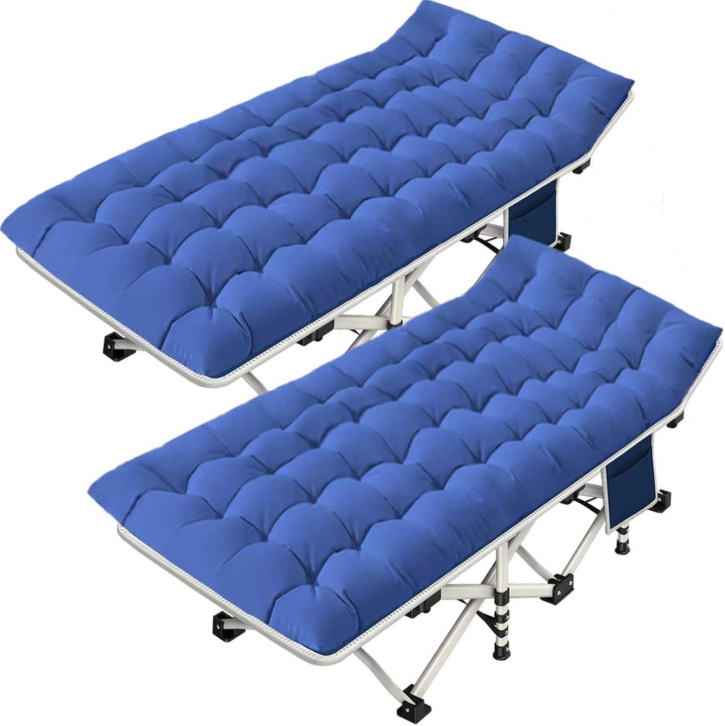2 Pack Camping Cot with Mattress for Comfortable Sleeping