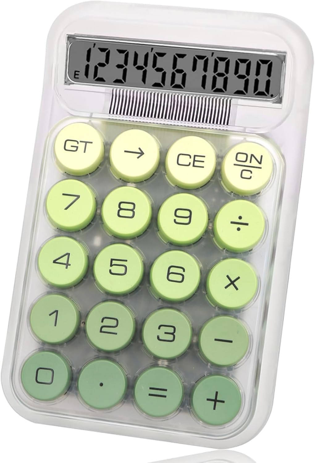 10-Digit Cute Desktop Calculator - Big Buttons, LCD Display - Battery-Powered - Green