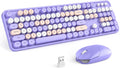 KNOWSQT Wireless Keyboard and Mouse Combo Purple - Retro Typewriter