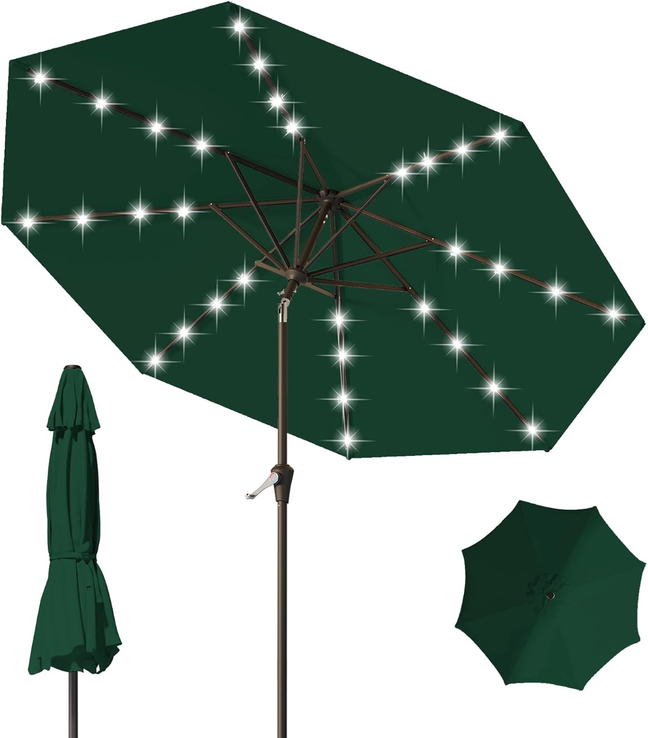9FT Patio Umbrella with Solar Lights for Outdoor Relaxation