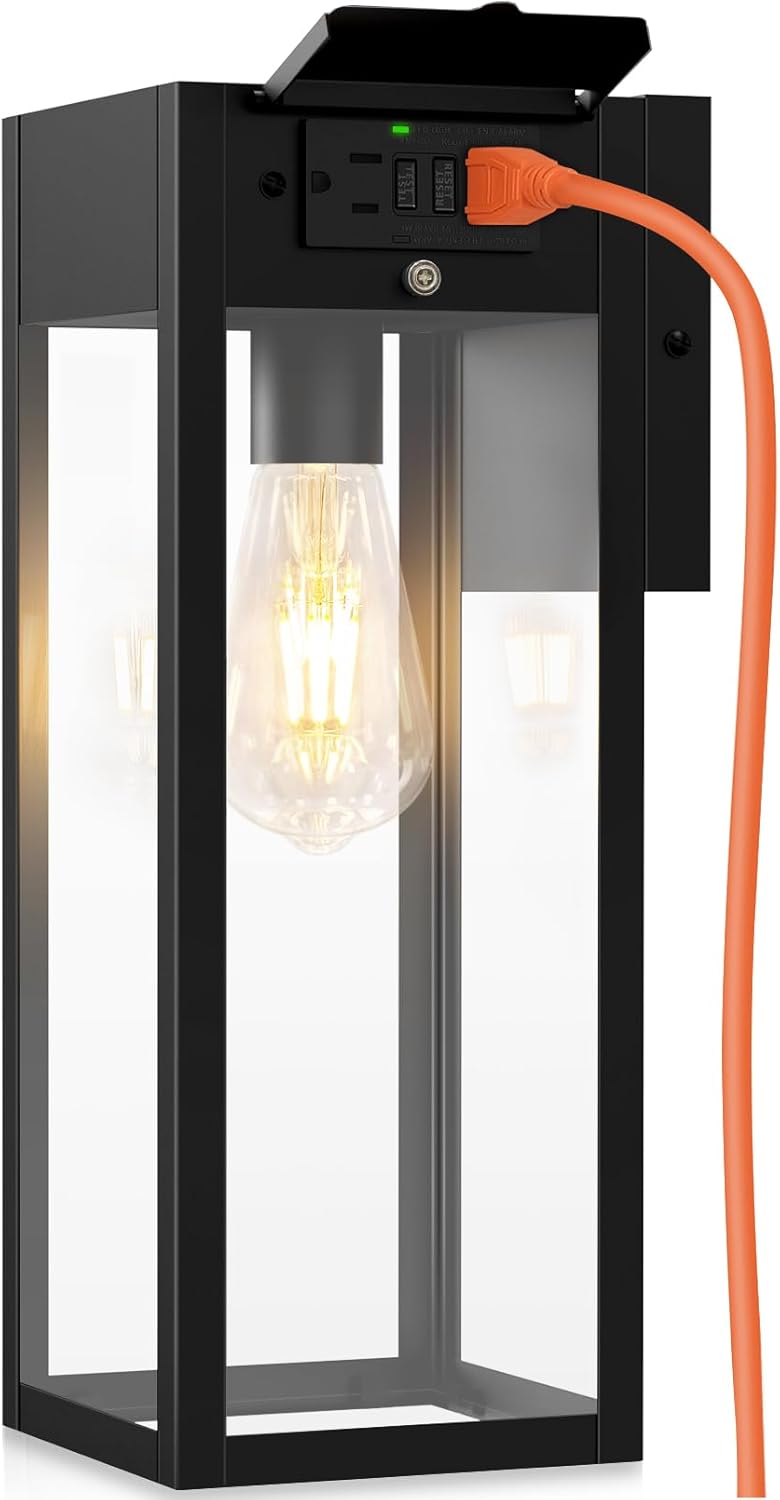 Large Porch Light with GFCI Outlet for Modern Outdoor Spaces