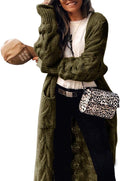 ZIWOCH Women's Long Cardigan Cable Knit - Cozy Knee-Length Layer