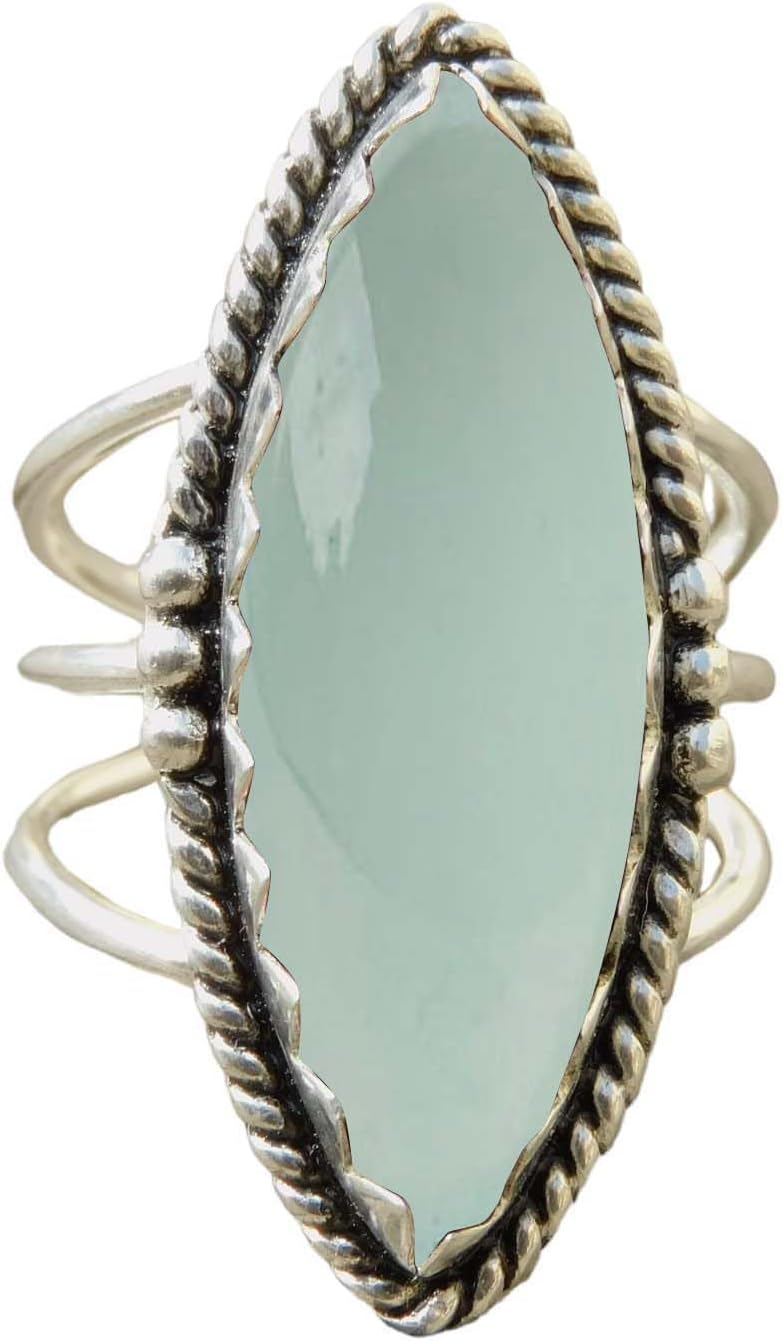 NKG Blue Copper Turquoise Ring in 925 Sterling Silver for Women