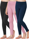 Girls Athletic Leggings with Hidden Pocket - Soft Non See Through Yoga