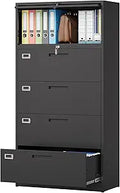 4 Drawer File Cabinet with Shelf - Heavy Duty Lateral Filing