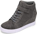 Athlefit Women's Lace Up Wedge Sneakers High Top - Flattering 3.1in
