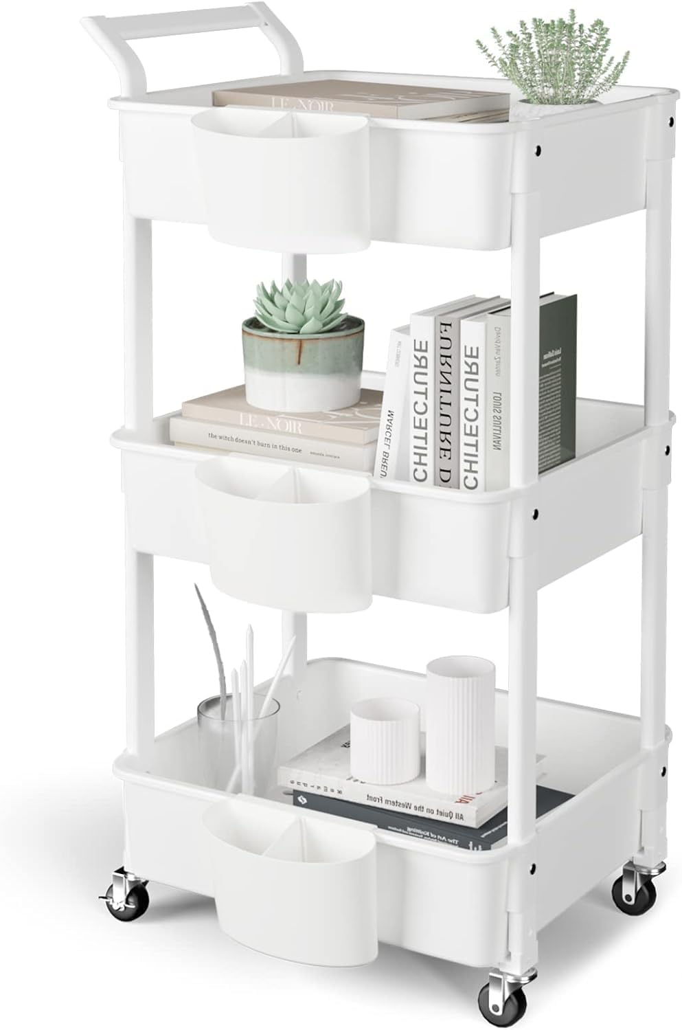 3-Tier Utility Rolling Cart for Kitchen, Office, and More