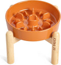 Slow Feed Ceramic Dog Bowl 6 in - Elevated, Non-Slip Slow Feeder