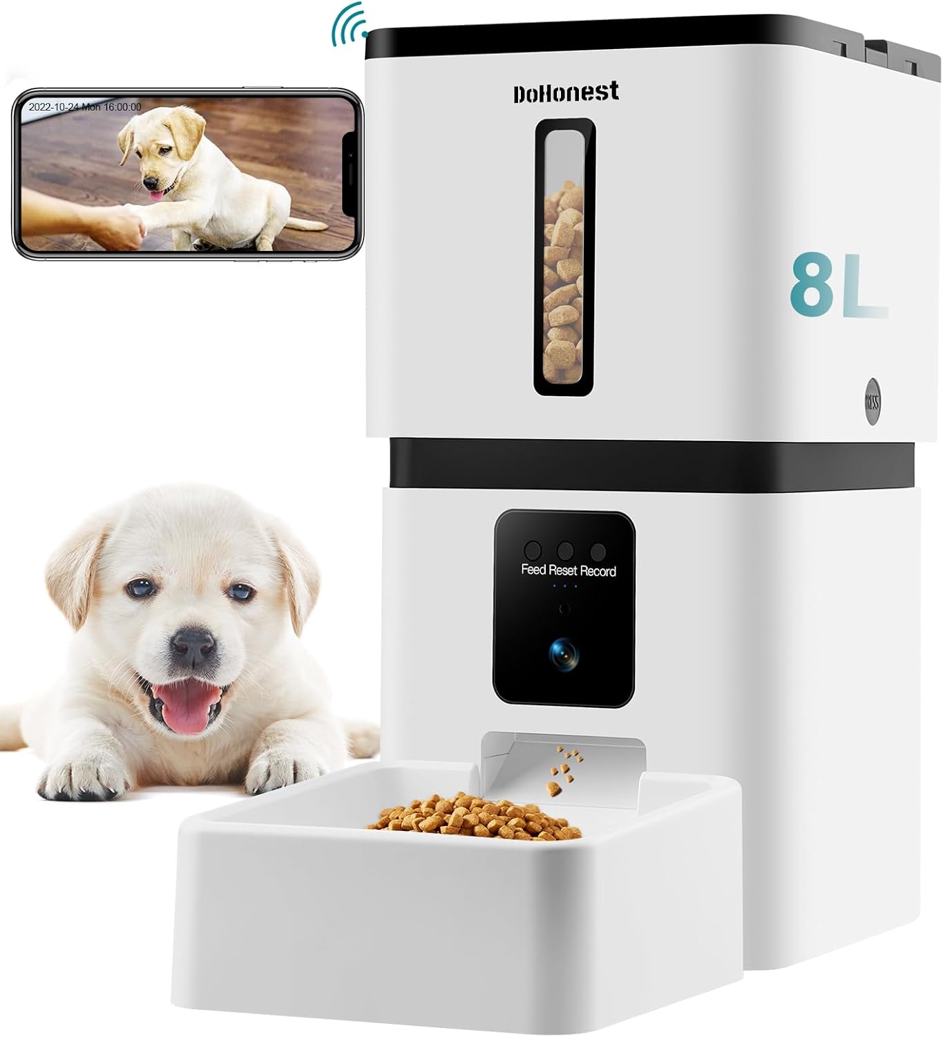 DoHonest Smart Pet Feeder: 5G WiFi, Motion Detection, 1080P Video, 2-Way Audio