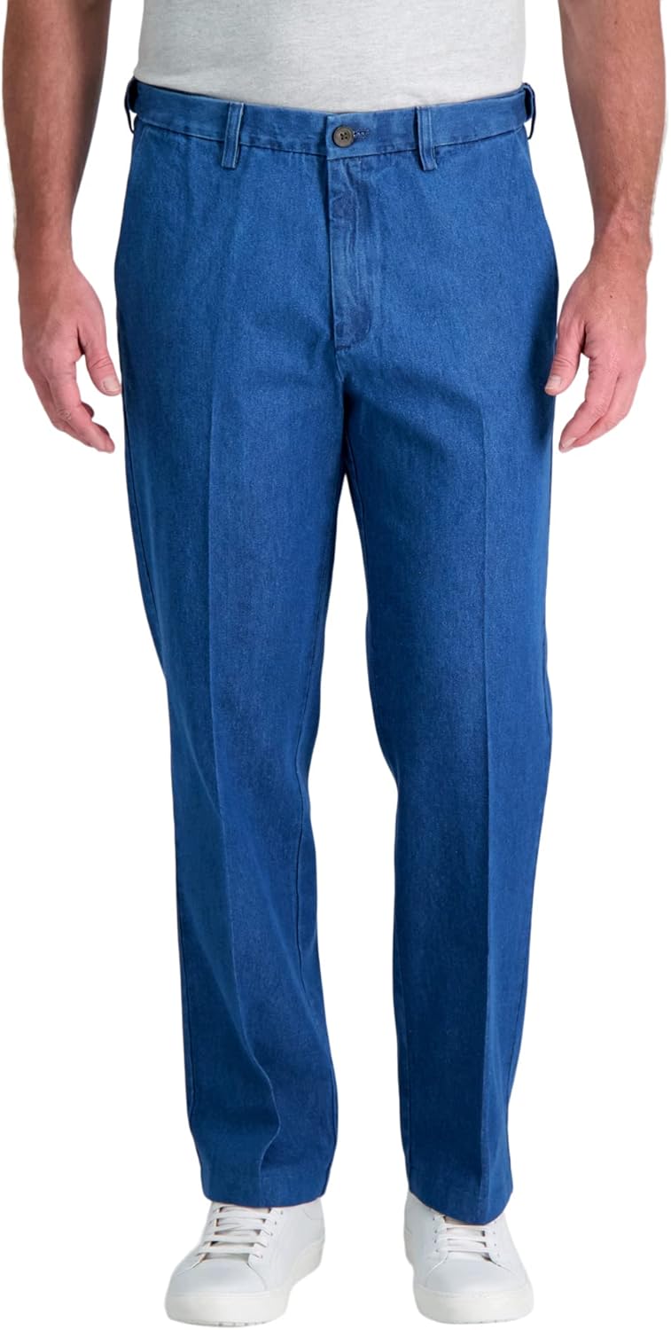 Haggar Men's Pleat & Flat Front Denim for Comfort and Style