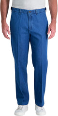 Haggar Men's Casual Classic Fit Denim Trouser Pant - Comfortable 3