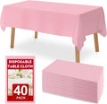 40 Pack Pink Plastic Table Cloths 54 x 108 in - Disposable Table