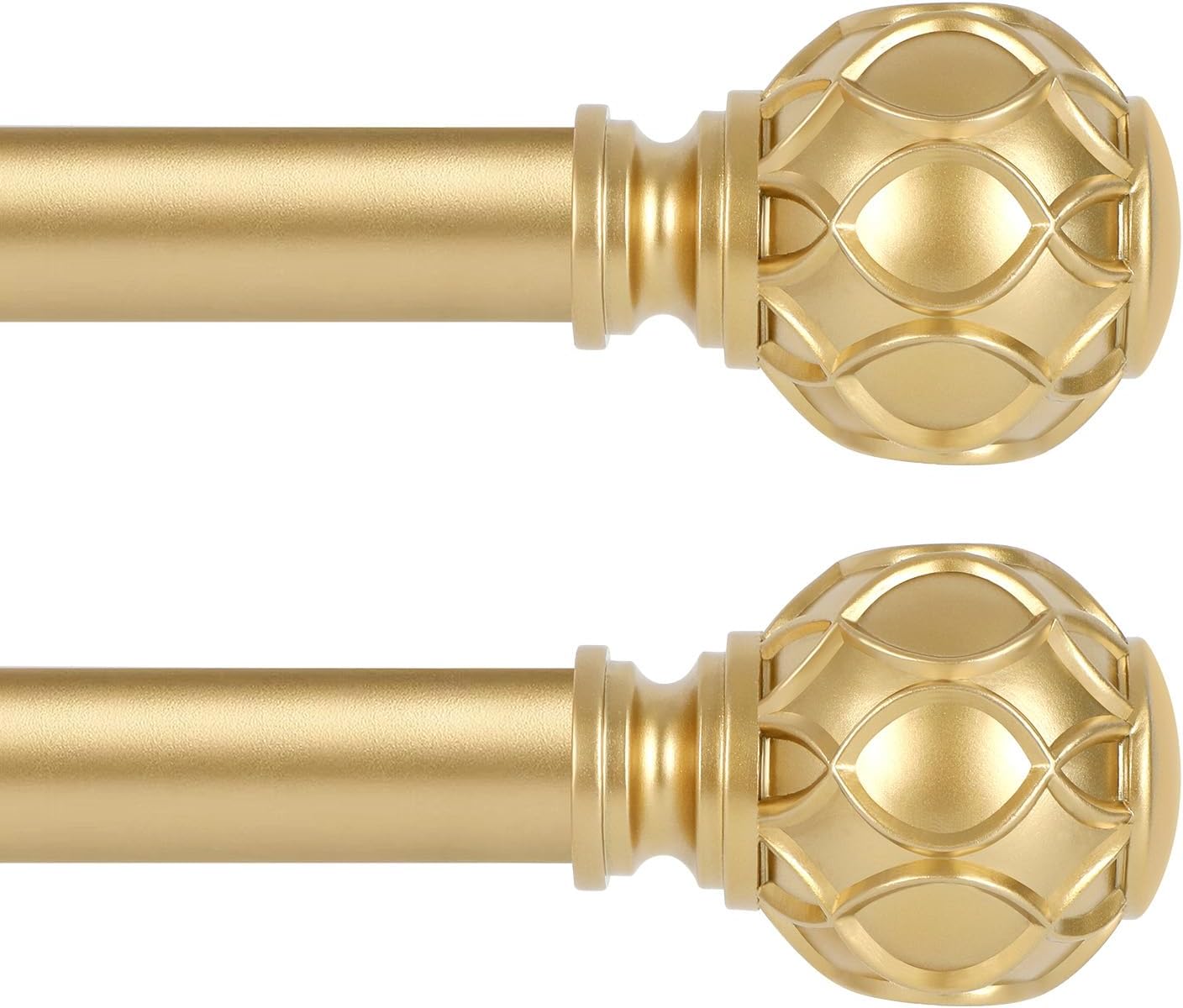Gold Adjustable Curtain Rods for Windows: Heavy Duty 2 Pack