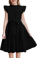 Tween Girls Ruffle Sleeve A Line Dress - Formal Summer Style