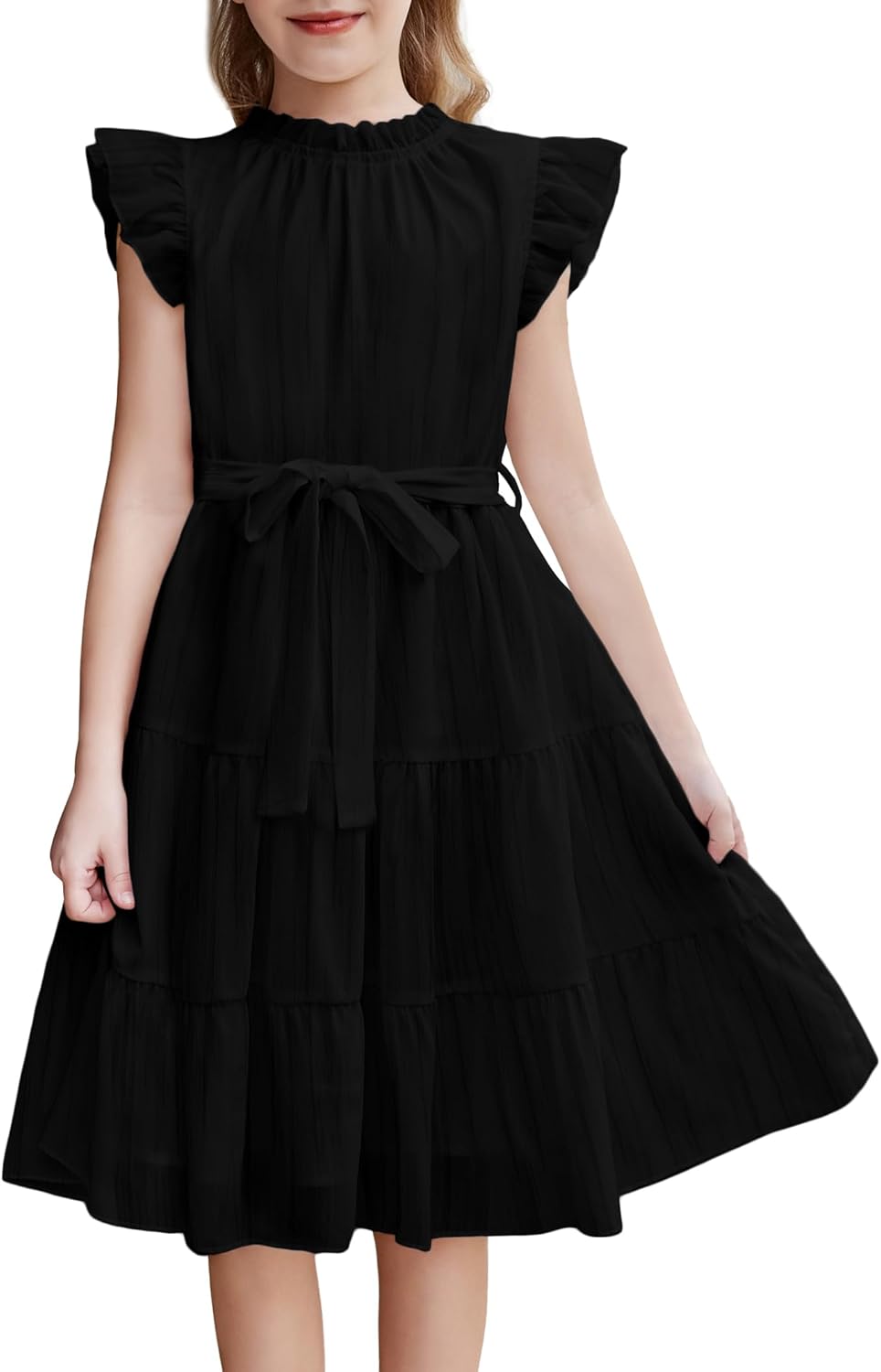 Arshiner Tween Girls Summer Dress with Ruffle Sleeve A Line Style