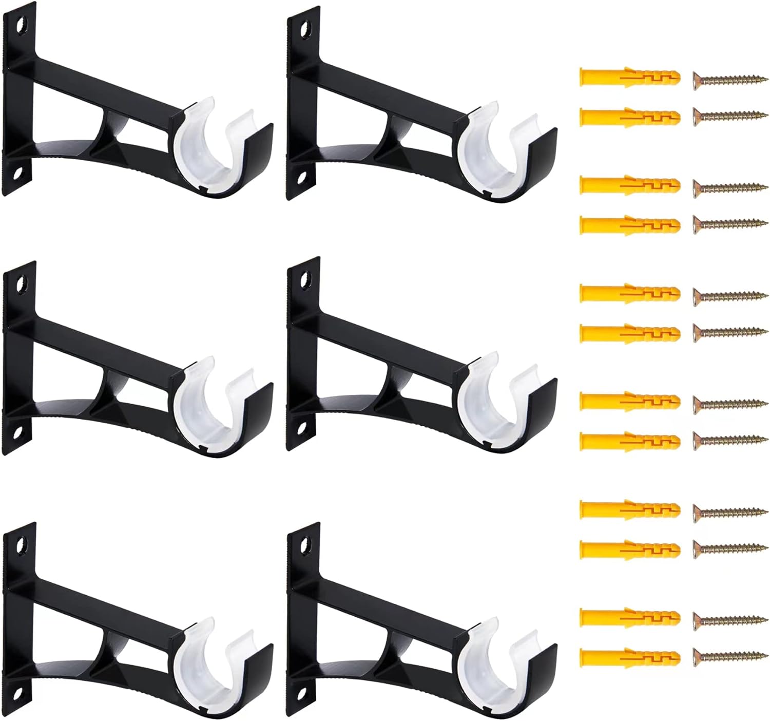 Set of 6 Heavy Duty Curtain Rod Holders - Securely Hang Your Curtains in Style!