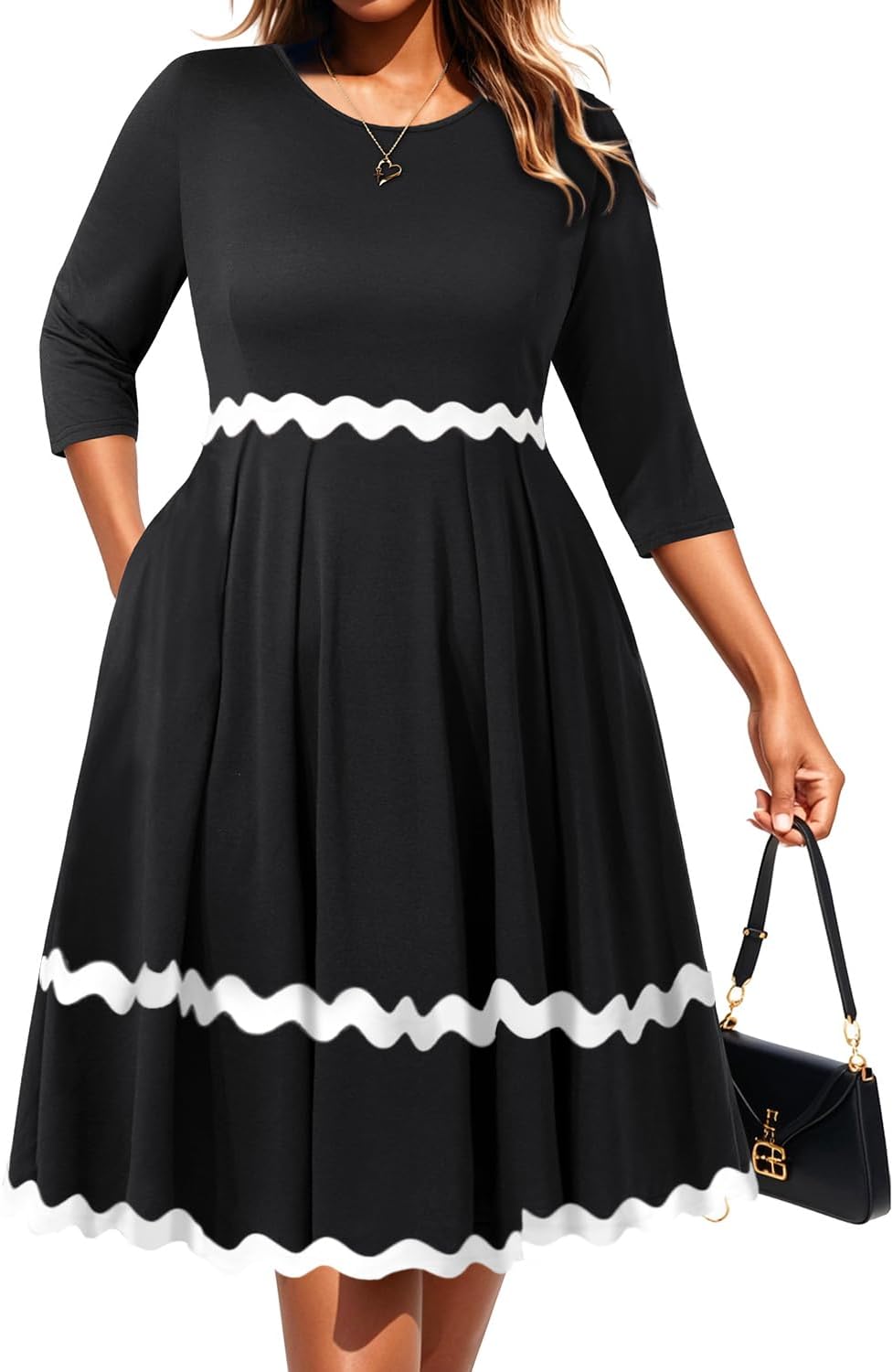 Plus Size Work Dresses for Fall - Fit and Flare Midi Dress