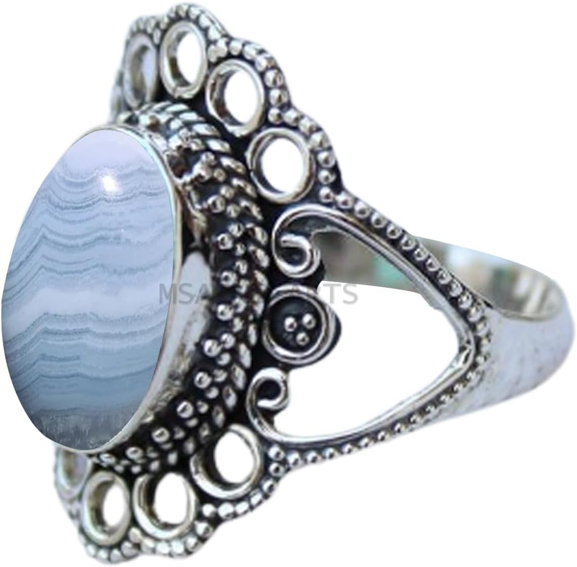 Solid 925 Sterling Silver Ring with Genuine Black Onyx Gemstone