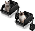 Stainless Steel Cat Litter Box with Lid - Large, Durable Enclosed Box