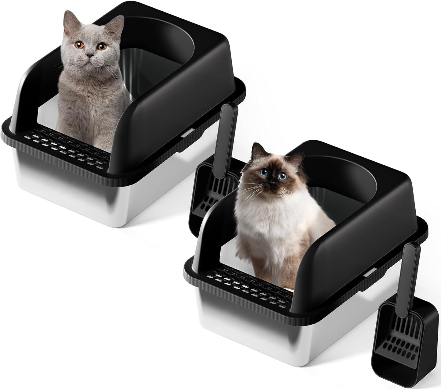 Stainless Steel Cat Litter Box with Lid for Large Cats